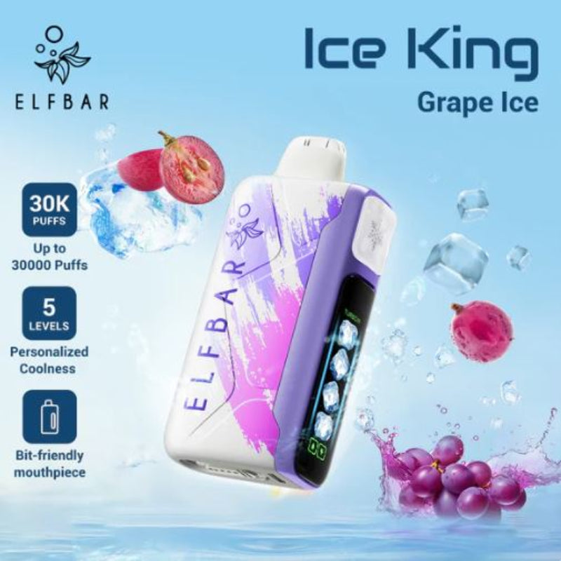 Elfbar Ice King 30000 vape, disposable vape king, icy vape device with crown, ice themed vape - ELF BAR ICE KING 30k PUFFS – Rider Vapes