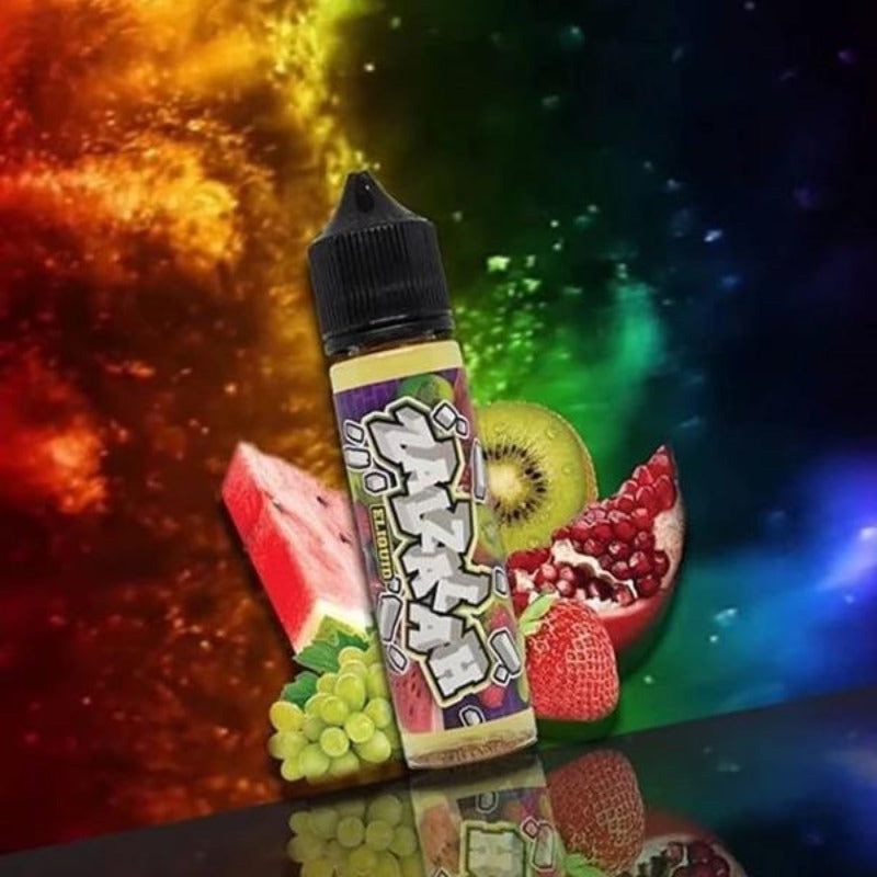 Flashing background having fruits and zalzalah Ejuice